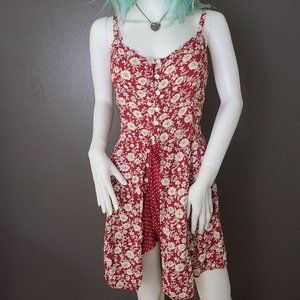 Vintage Rene Derby Red & White Ditsy Floral Romper
